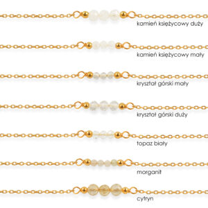 Kolczyki na sztyfcie – kuleczki z łańcuszkami i kamieniami naturalnymi/perłą